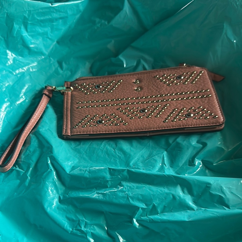 Enzo Angiolini NWT  Pink Leather Geometric Wristlet Clutch